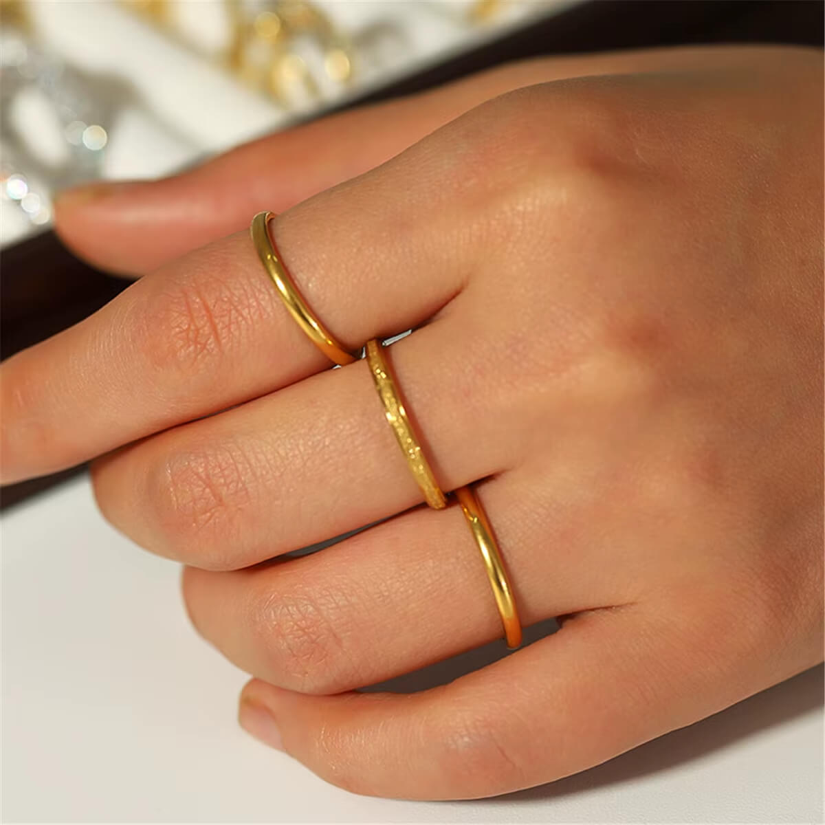 TINY 3-Pack Guldpläterade Ringar